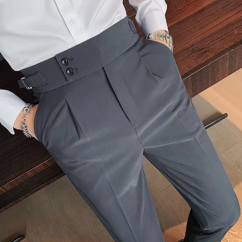 Men's Solid Color Straight Casual Trousers