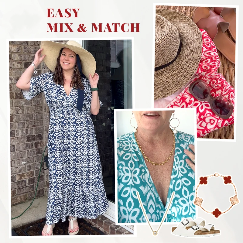 Bohemian casual print V-neck waist wrap long dress