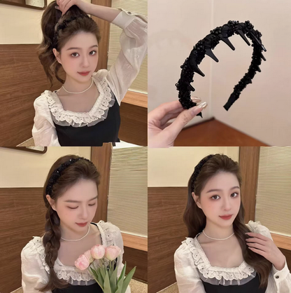 Pretty Black Beaded Everyday Headband