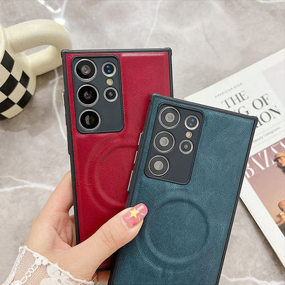 High-End All-Inclusive Magnetic Wireless Charging Leather Anti-Fall Phone Case For Samsung Galaxy