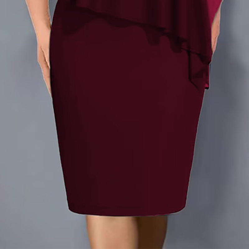 Rhinestone V-Neck Cape Dress with Chiffon Overlay